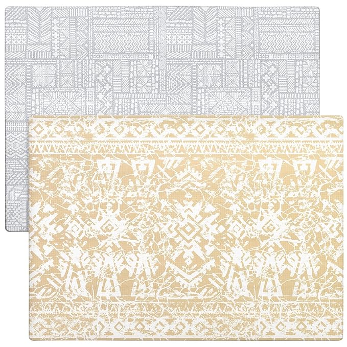 Cushmat Stylish Reversible Foam Play Mat (Large, Explorer - Gray Sand) - Soft, Waterproof, Durable Play mat for Infants, Babies, Toddler, Kids & Grownup - 6.5ft x 4.5ft-CubbioJoy