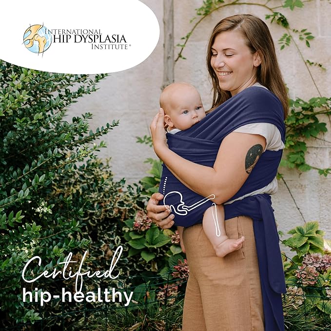 Boba Baby Wrap Carrier – Original Baby Sling Carrier for Newborns (7–35 lbs), Soft, Secure, Hands-Free & Ergonomic, Ideal for Comfortable Bonding, New Parents (Navy Blue)-CubbioJoy