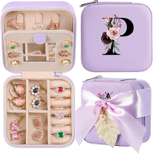 AYGXU Travel Jewelry Box for Women and Girls - Small Case With Initial A-Z - Teacher Gifts-CubbioJoy