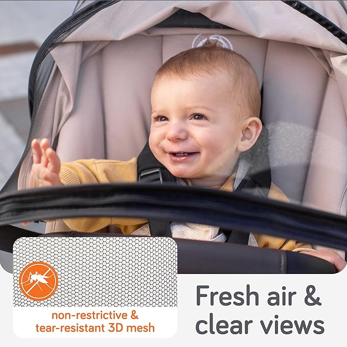 Baby Uma Baby Mosquito Net for Stroller - Universal Stroller Mosquito Net Cover, Breathable & Tear-Resistant 3D Mesh Insect Netting with Zip-up Window (+ Travel Bag)-CubbioJoy