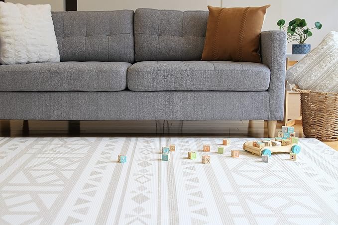 Cushmat Stylish Reversible Foam Play Mat (Large, Crystals - Black Grey) - Soft, Waterproof, Durable Play mat for Infants, Babies, Toddler, Kids & Grownup - 6.5ft x 4.5ft-CubbioJoy