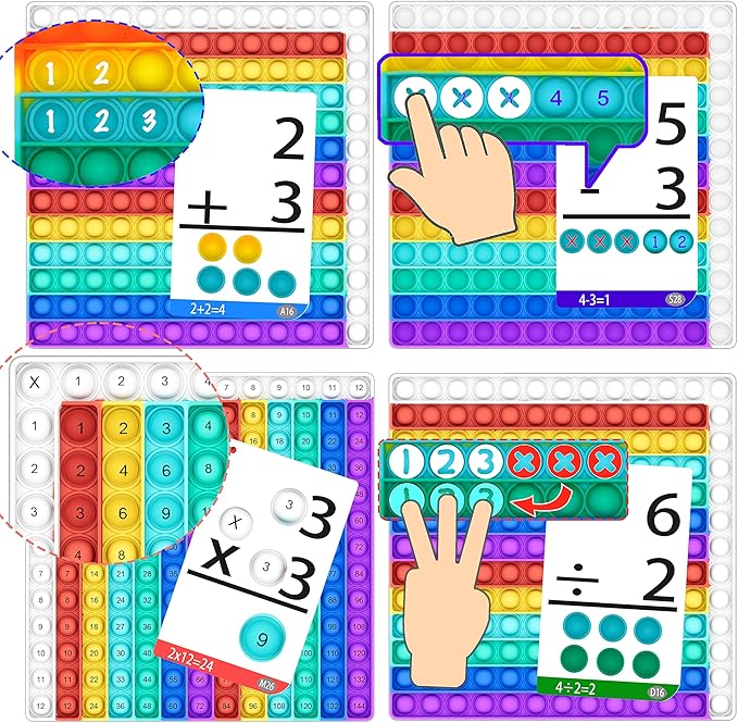 COOVA Multiplication Flash Cards + Multiplication Chart - Math Manipulatives Fact Cards - Mutiplication Game Flashcards - Times Table Multiplication Flash Cards 3rd Grade, 4th, 5th, 6th Grade-CubbioJoy