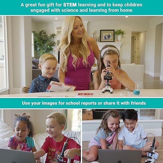 AmScope - M40-K-MDM35 IQCREW by 120X – 1200X Kid’s 85+ Piece Premium Microscope STEM Kit with Color Camera, Interactive Kid’s Friendly Software, Prepared and Blank Slides and More-CubbioJoy