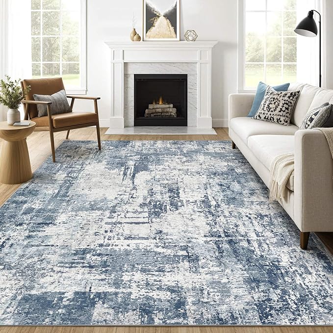 9x12 Area Rug Living Room: Washable Large Abstract Soft Rugs Stain Resistant Indoor Non-Slip Carpet for Men Modern Home Enthusiasts Aged 25-45 - High Traffic Areas - Bedroom Office Playroom-CubbioJoy