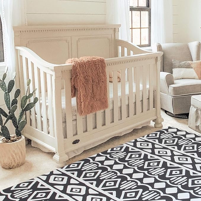 Cushmat Stylish Reversible Foam Play Mat (Large, Crystals - Black Grey) - Soft, Waterproof, Durable Play mat for Infants, Babies, Toddler, Kids & Grownup - 6.5ft x 4.5ft-CubbioJoy