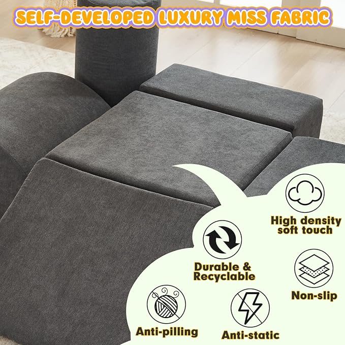 jela Foam Blocks 6Pcs Soft Play Equipment Luxury Miss Fabric, Toddler Climbing Toys Indoor Soft Play Climbing for Toddlers, Lightweight Climbing Blocks for Babies, Kids, Climb and Crawl Foam Playset-CubbioJoy