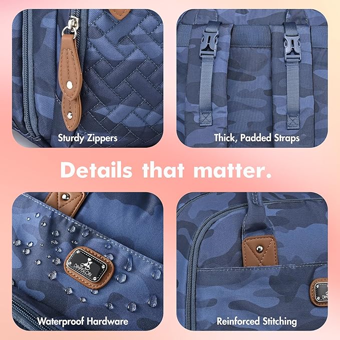 Dikaslon Diaper Bag Backpack with Changing Pad, Pacifier Case and Stroller Straps, Large Unisex Baby Bags for Boys Girls, Camo-CubbioJoy