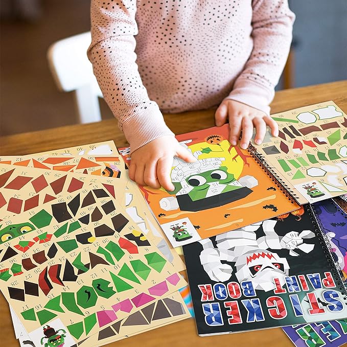 90shine 4PCS Halloween Crafts for Kids Ages 4-8 Sticker Books Gift Party Favors Create 40 Pictures-CubbioJoy