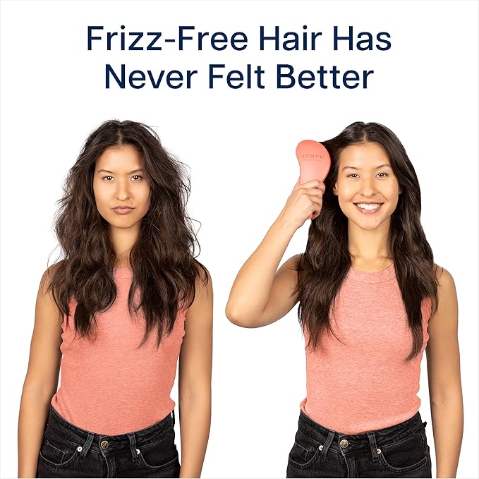 Crave Naturals Glide Thru Hair Brush - Detangler Brush for Curly, Straight, Wet or Dry Hair - Gentle Detangling Brusheses for Adults, Kids, Toddlers - Hair Accessories for Women, 7.5"x3" - Coral-CubbioJoy