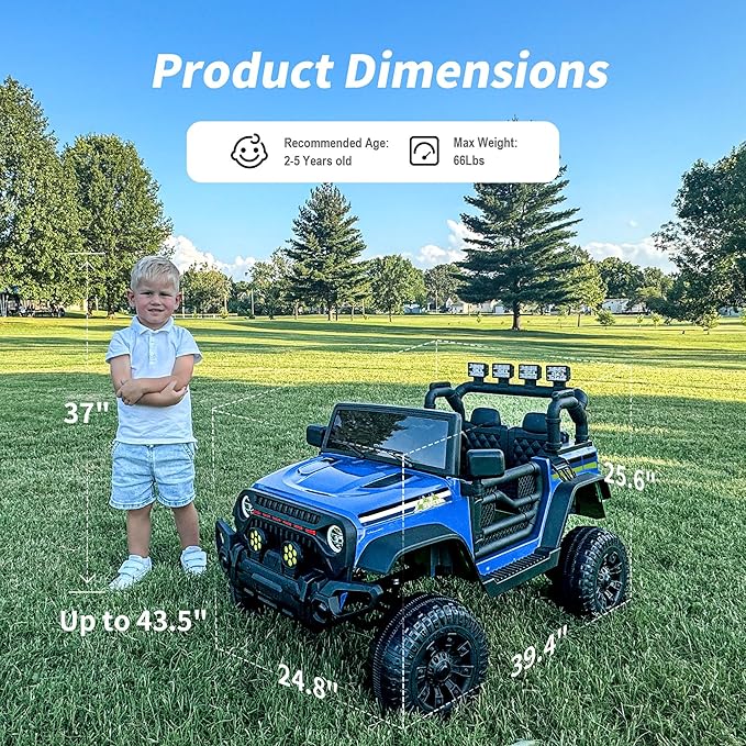 24V Kids Ride on Car, Kids Electric Vehicles Car Ride on Toy Truck for Toddlers w/Remote Control, 400W Motor - Blue-CubbioJoy