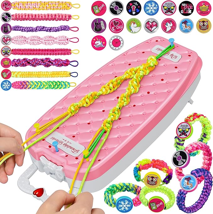 Dpai Friendship Bracelet Making Kit for Girls,DIY Arts and Crafts Toys,Jewelry String Maker Kit,The Best Birthday Gifts Ideas for Girls 6 7 8 9 10 11 12+ Years Old（Pink）-CubbioJoy