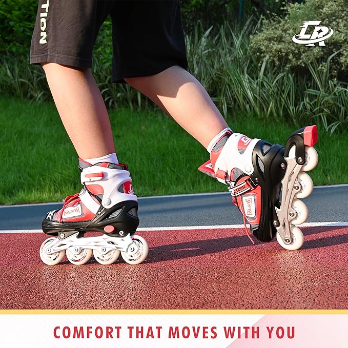 Adjustable Inline Skates for Kids, Teens, and Adults – ABEC-7 Bearings, PU Wheels, Comfortable Fit, for Indoor and Outdoor Skating-CubbioJoy
