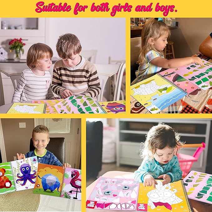 4PCS Crafts for Kids Ages 4-8 Sticker Books - Includes Dinosaur Llama Turtle and More Animal Designs Gift Party Create 40 Pictures-CubbioJoy