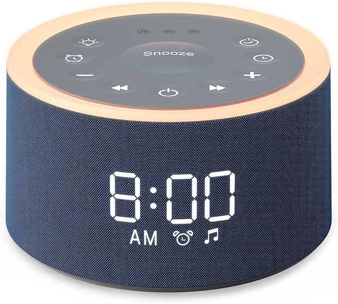 Dreamegg D1+ Sound Machine & Alarm Clock - Sound Machine for Sleep, White Noise Machine with 29 Soothing Sounds, Night Light, 0-100% Dimmable, White Noise Alarm Clock for Bedrooms Adults Baby, Blue-CubbioJoy