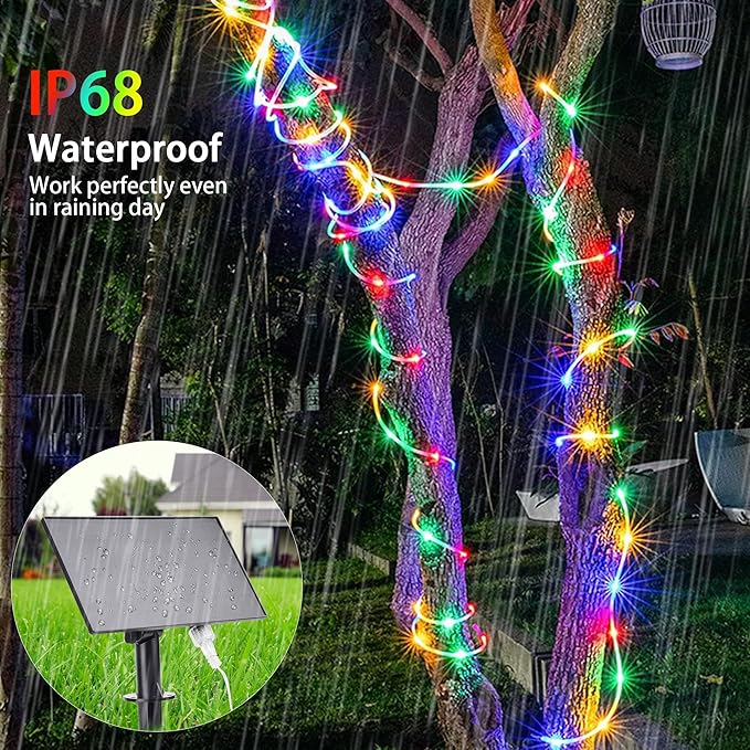 99FT Solar Rope Lights Outdoor Waterproof, 300 LED String Light USB & Solar Powered with Remote Control, 18 Colors Changing Fairy Tube Lighting for Outside Indoor Patio Pool Christmas Decor-CubbioJoy