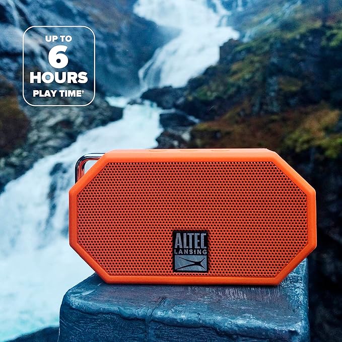 Altec Lansing Mini H2O - Waterproof Bluetooth Speaker, IP67 Certified & Floats in Water, Compact & Portable Speaker for Hiking, Camping, Pool, and Beach,Orange-CubbioJoy