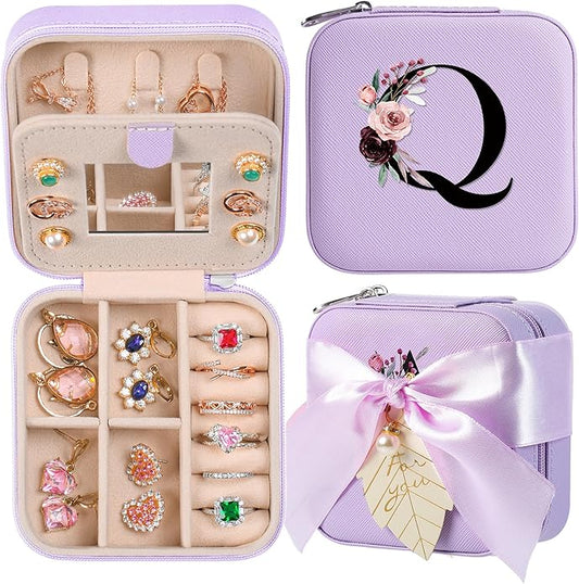 AYGXU Travel Jewelry Box for Women and Girls - Small Case With Initial A-Z - Teacher Gifts-CubbioJoy