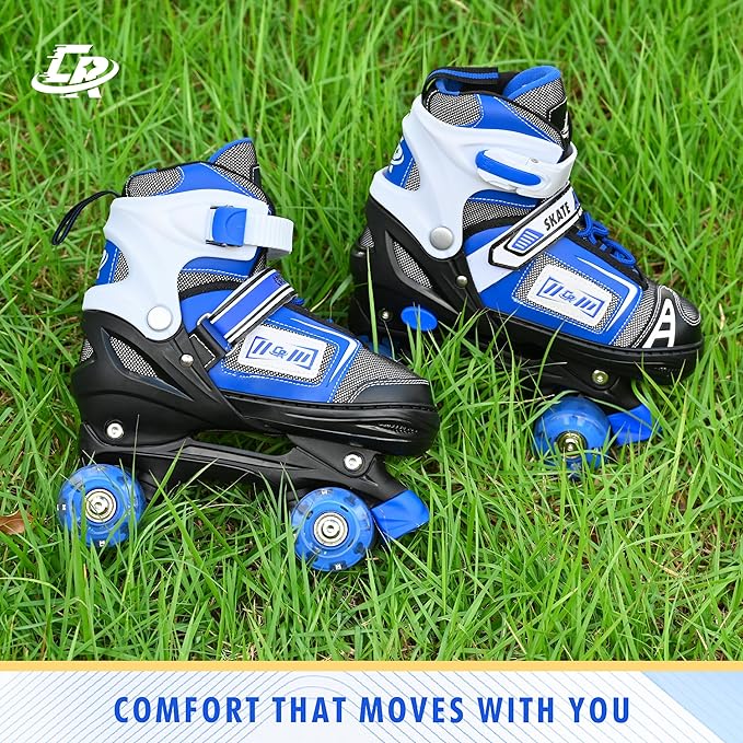 Adjustable Quad Skates for Kids, Teens, and Adults – Light-Up Wheels – Comfortable Fit, Secure Closure, Indoor and Outdoor Roller Skates for Boys and Girls-CubbioJoy