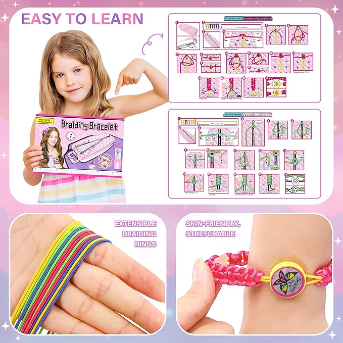 Dpai Friendship Bracelet Making Kit for Girls,DIY Arts and Crafts Toys,Jewelry String Maker Kit,The Best Birthday Gifts Ideas for Girls 6 7 8 9 10 11 12+ Years Old（Purple）-CubbioJoy