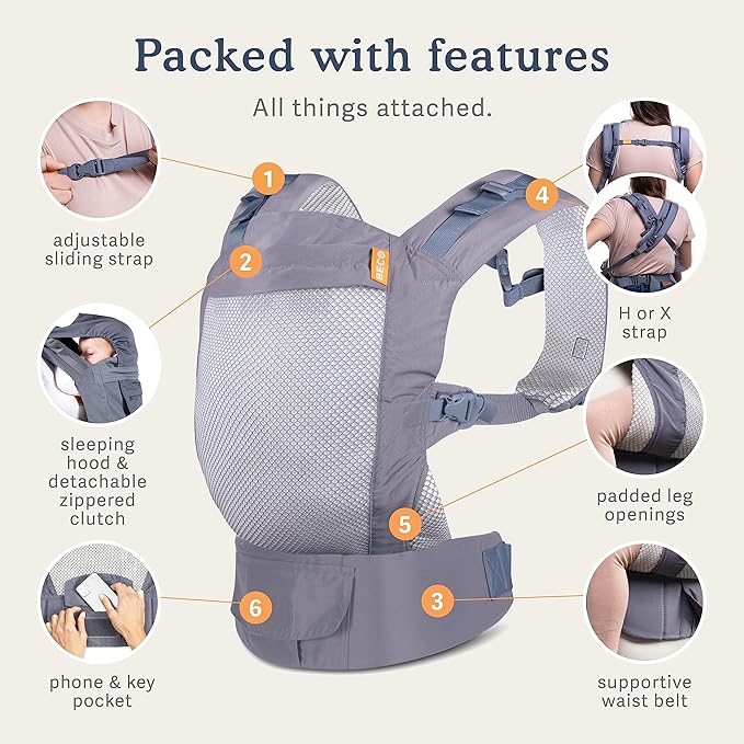 Beco Toddler Carrier - Breathable 3D Mesh Front-Carry & Backpack Style Carrier with Tall Supportive Back and Ergonomic Extra-Wide Seat for Children from 18months (20-60 lbs) - Cool Dark Grey-CubbioJoy