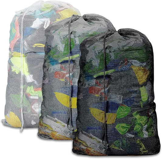 Dalykate Mesh Laundry Bags, 24" x 36", Heavy Duty with Reinforced Handles, Foldable & Portable, Drawstring Closure, 3-Pack Mixed Colors-CubbioJoy