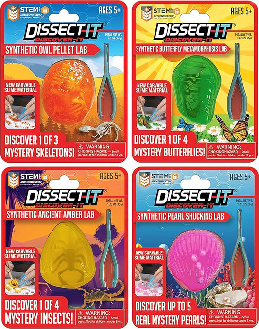 Dissect-It Discover-It Simulated Synthetic Lab Dissection STEM Toy, Complete Set of 4 Kits, Kids’ Home Learning Science Projects, Great for Young Scientists!-CubbioJoy