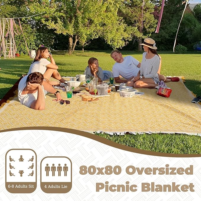 2 in 1 Extra Large 80"* 80" Rug Picnic Waterproof Outdoor Beach Blanket Foldable Camping Mat Car Travel Necessities Mountaineering Essentials Camper Accessories Backpacking Gear Trip Supplies-CubbioJoy