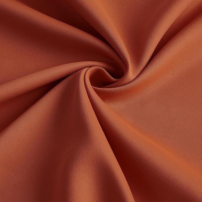 KEQIAOSUOCAI Burnt Orange Blackout Pleated Curtains Short 2 Panels Set 45 Inch Length for Small Windows, Pinch Pleat with Hooks, Boho Muted Ochre Orange Curtain for Bedroom W40 x L45-CubbioJoy