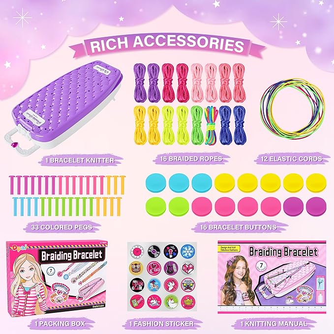 Dpai Friendship Bracelet Making Kit for Girls,DIY Arts and Crafts Toys,Jewelry String Maker Kit,The Best Birthday Gifts Ideas for Girls 6 7 8 9 10 11 12+ Years Old（Purple）-CubbioJoy