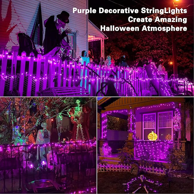 Brizled Purple Halloween Lights, 33ft 100 LED Halloween Lights Outdoor, Connectable Purple String Light 120V UL Certified Christmas Tree Light, Indoor Xmas Light for Xmas Tree Party Home Decorations-CubbioJoy