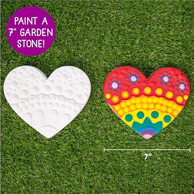 Creative Roots Mosaic Heart Stepping Stone, Includes 7-Inch Ceramic Stepping Stone & 6 Vibrant Paints, Mosaic Stepping Stone Kit, Paint Your Own, DIY Stepping Stone Kit for Kids Ages 8+-CubbioJoy