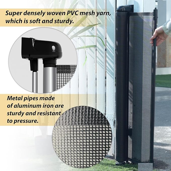 200" Retractable Baby Gates Extra Wide for Large Opening, 41" Extra Tall Retractable Dog Gate Pet Gates, Long Child Safety Mesh Gate with Fiberglass Rods for Stairs, Doorways, Hallways, Indoor/Outdoor-CubbioJoy