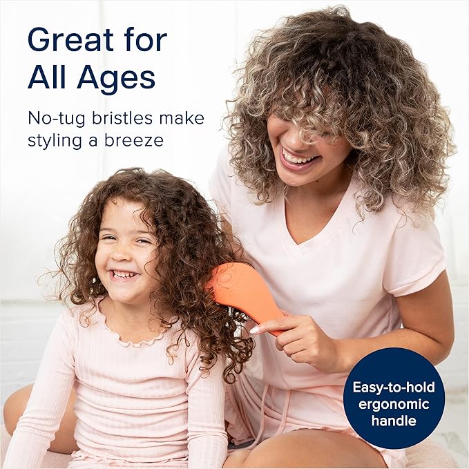 Crave Naturals Glide Thru Hair Brush - Detangler Brush for Curly, Straight, Wet or Dry Hair - Gentle Detangling Brusheses for Adults, Kids, Toddlers - Hair Accessories for Women, 7.5"x3" - Coral-CubbioJoy