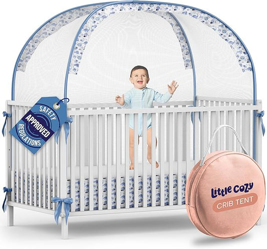 Crib Tent to Keep Baby from Climbing Out – Pop Up Crib Net Canopy with Strong Breathable Mesh, Double Auto-Lock Zippers & Durable Frame – Easy Install Baby Safety Cover for Standard Cribs-CubbioJoy
