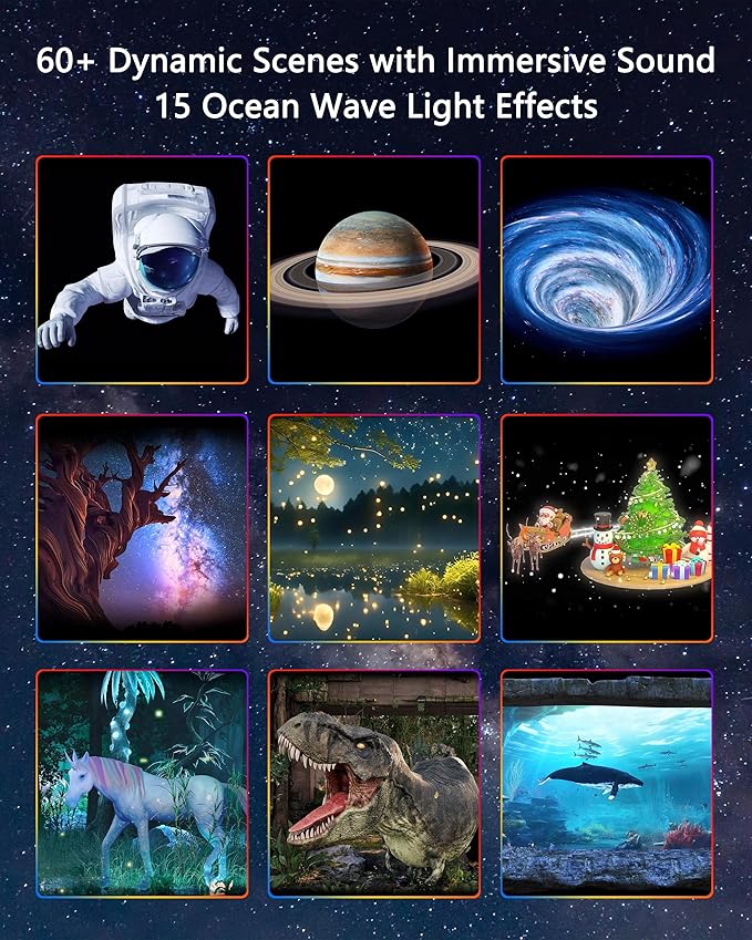 3D Galaxy Projector, Star Projector with 65 Dynamic Scenes, HD Planetarium Projector Night Light with Bluetooth Speaker for Room, Gift for Kids Adults, Relaxing Ambiance-CubbioJoy