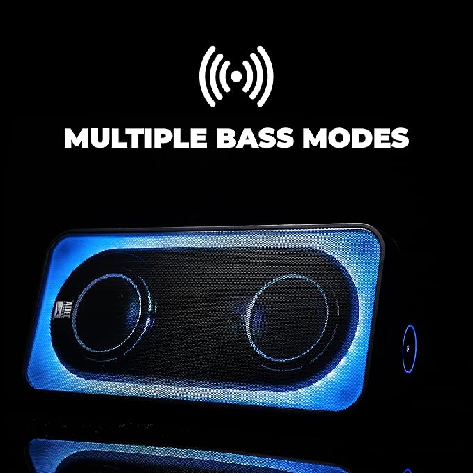 Altec Lansing Shockwave 200 Wireless Party Speaker 180W Bluetooth Speaker with a Long Lasting 12 Hour Battery, Multi LED Party Modes, Multiple bass Boost Modes, Party Sync, AM/FM Radio-CubbioJoy