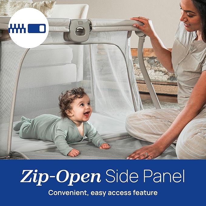 Chicco Alfa Lite Lightweight Travel Playard, Portable Playpen for Babies and Toddlers, Snap-Open/Compact Fold Design, 13 lbs., Baby Travel Essential | Dove/Beige-CubbioJoy