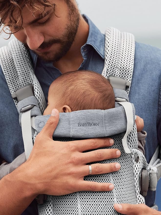 BabyBjörn Baby Carrier Harmony, Silver, 3D Mesh | 3-in-1 Ergonomic Baby Carrier; Newborn, Facing-In, Outward-Facing, and Back Carrying Positions Supported (7-40 lbs), Newborn to Toddler-CubbioJoy