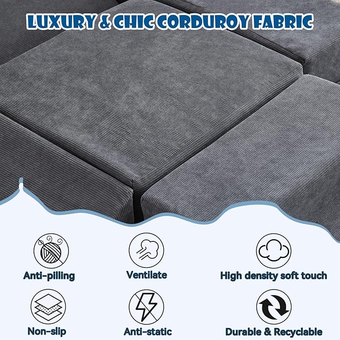 Jela Foam Blocks 6Pcs Soft Play Equipment Luxury Corduroy Fabric, Toddler Climbing Toys Indoor Soft Play for Toddlers-CubbioJoy