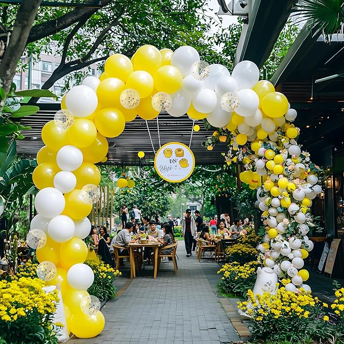 JOYIN 150 Pcs Yellow Balloons, Different Sizes 18 12 10 5 Inch Yellow Latex Balloon Arch Kit with Instruction for Birthday Party Graduation Wedding Holiday Decoration-CubbioJoy