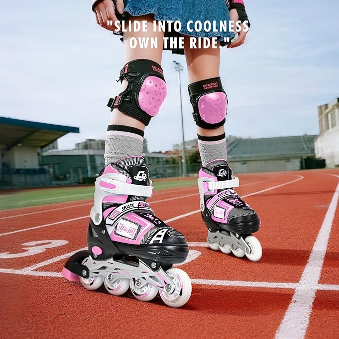 Adjustable Inline Skates for Kids, Teens, and Adults – ABEC-7 Bearings, PU Wheels, Comfortable Fit, for Indoor and Outdoor Skating-CubbioJoy