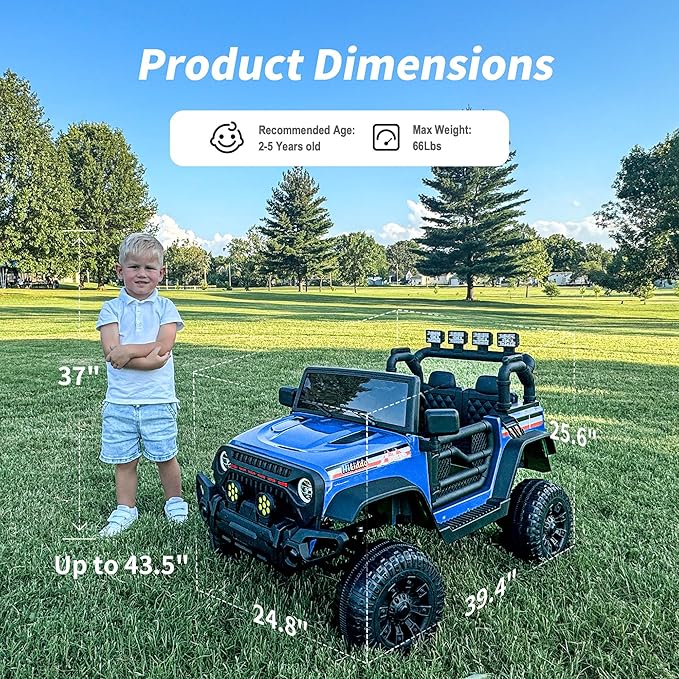 12V Kids Ride on Car Truck, Kids Electric Vehicles Car Ride on Toy for Toddlers with Remote Control - Blue-CubbioJoy
