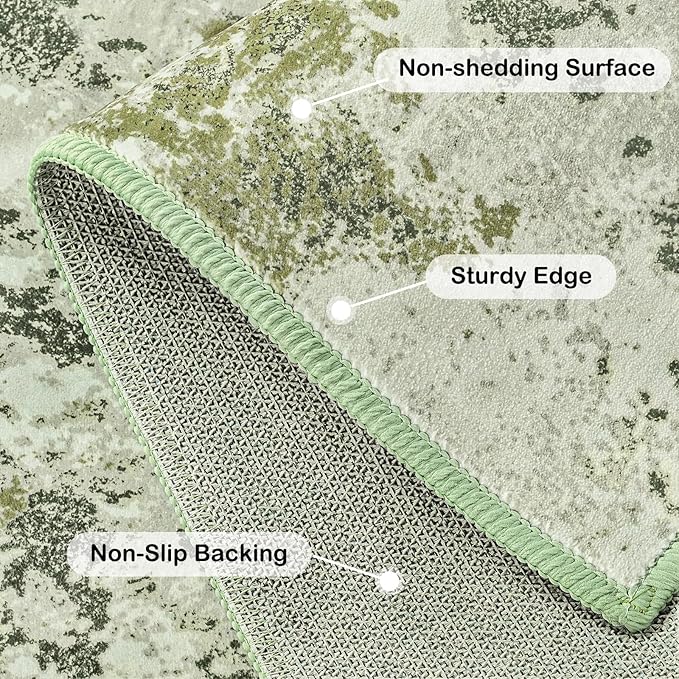 Kelarea 5x7 Rug for Living Room, Green Washable Non-Slip Rugs, Modern Abstract Large Rugs Low Pile Soft Carpet for Bedroom, Kitchen, Dining Room, Classroom, Dorm, Nursery, Home Office-CubbioJoy