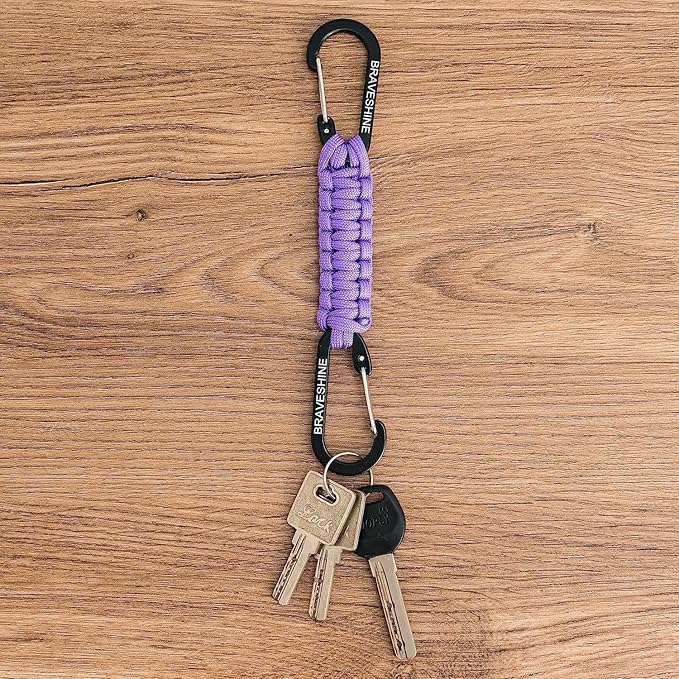 BRAVESHINE Paracord Keychain Carabiner Clip, D Ring Lanyard Hanger Stroller Hook for Water Bottle, Key, Backpacks, Men, Women-CubbioJoy
