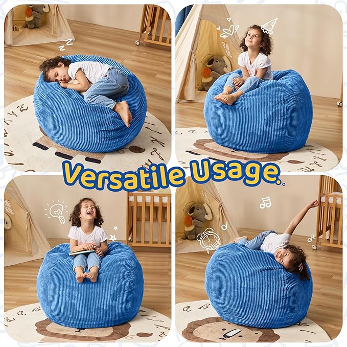 Bean Bag Chairs Teardrop Bean Bag Chair Beanbag Chair with Memory Foam Filled Machine Washable Cover for Living Room, Bedroom (Small,Blue)-CubbioJoy