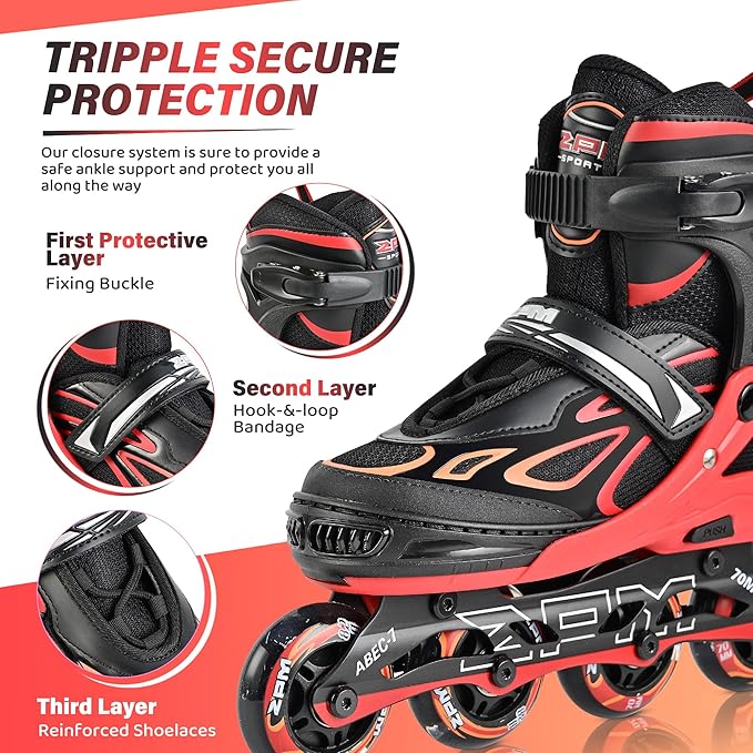 2PM SPORTS Vinal Girls Adjustable Flashing Inline Skates, All Wheels Light Up, Fun Illuminating Skates for Kids Men Adult Women and Boys-CubbioJoy