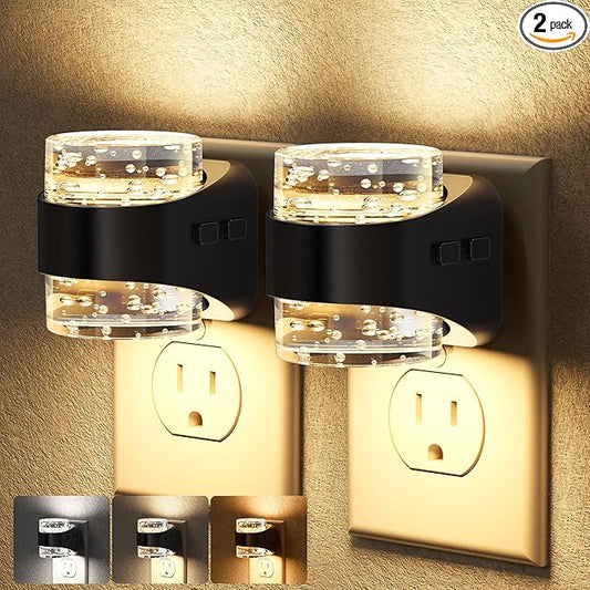 Briignite LED Night Light Plug into Wall[2 Pack] Dimmable Night Light with Bubble Design 3000K/4000K/5000K & 3 Brightness Levels for Baby Nursery, Hallway, Bathroom, Kids Room, 3CCT-CubbioJoy