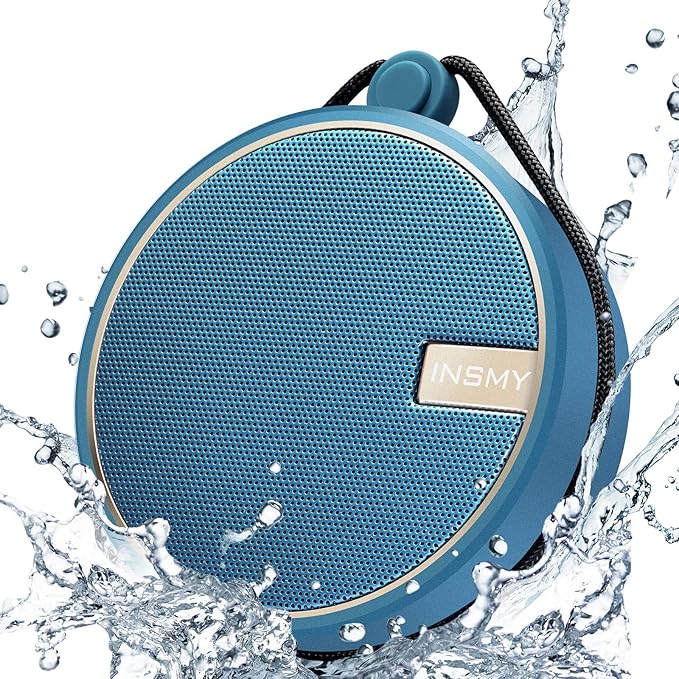 INSMY C12 IPX7 Waterproof Shower Bluetooth Speaker, Portable Small Speaker, Speakers Bluetooth Wireless Loud Clear Sound Support TF CSuard ction Cup for Outdoor Kayak Canoe Beach Gift (Navy)-CubbioJoy