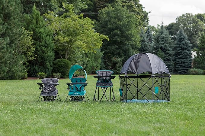 Baby Delight Go With Me Eclipse Mesh Portable Playard | Playpen | Sun Canopy | Indoor and Outdoor | Watercolor Stripe Base-CubbioJoy