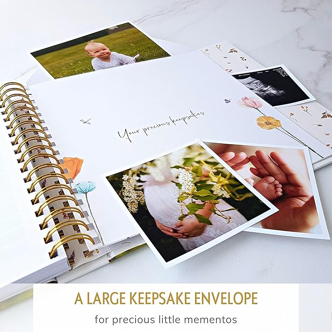 Baby Memory Book for Girl or Boy - First 5 Year Unisex Woodland Animal Keepsake to Log New Born 1st Milestone - Gender Neutral Photo Album - Parent Scrapbook Journal - Pregnancy Gift for Expecting Mom-CubbioJoy